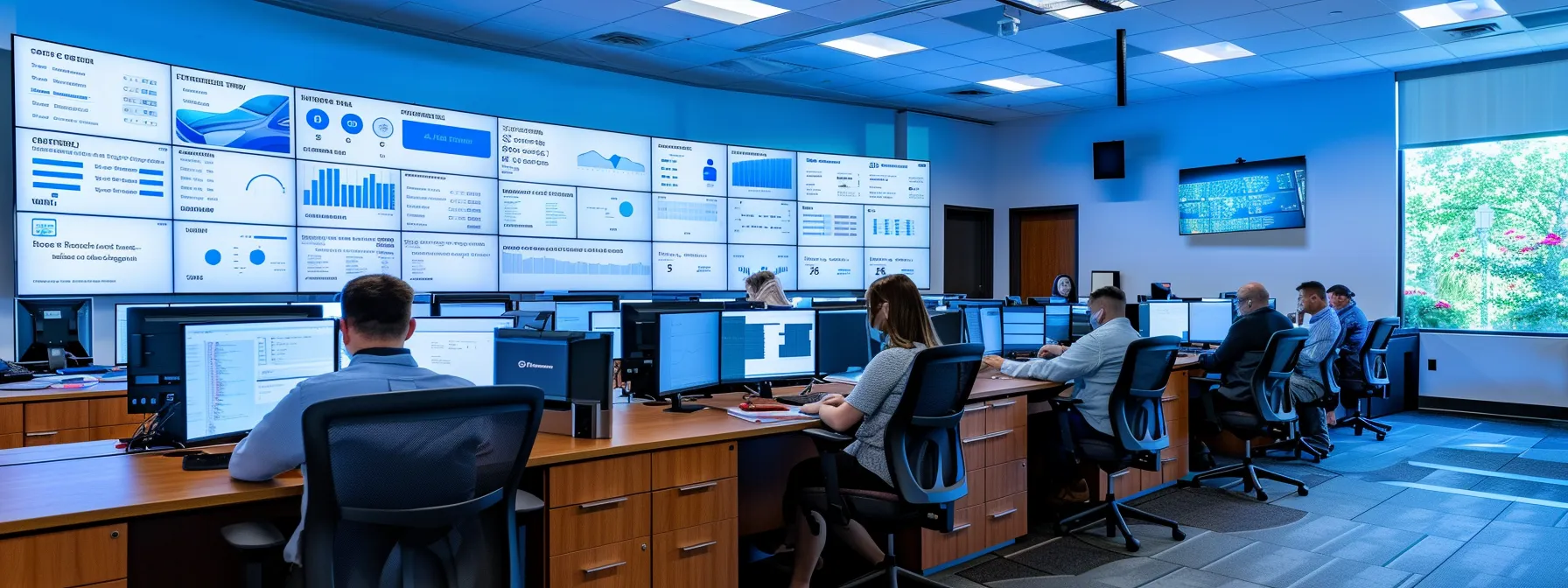 a modern office space showcases professionals engaging with digital devices, analyzing detailed auto insurance quotes on sleek screens, emphasizing the importance of informed decision-making in florida's competitive insurance landscape.