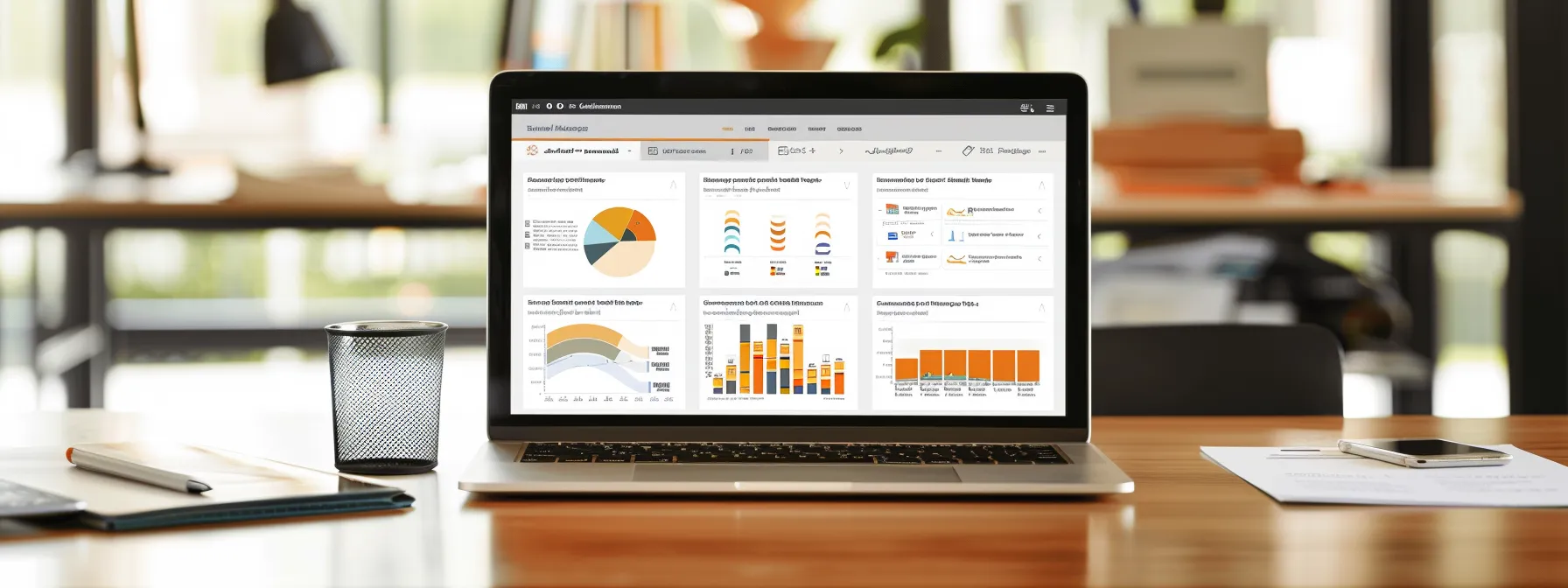 a sleek, modern office setting featuring a sharp focus on an open laptop displaying an infographic about florida’s auto insurance requirements, surrounded by brochures explaining liability coverage and a notepad with notes on budget planning, all illuminated by bright, clear overhead lighting.