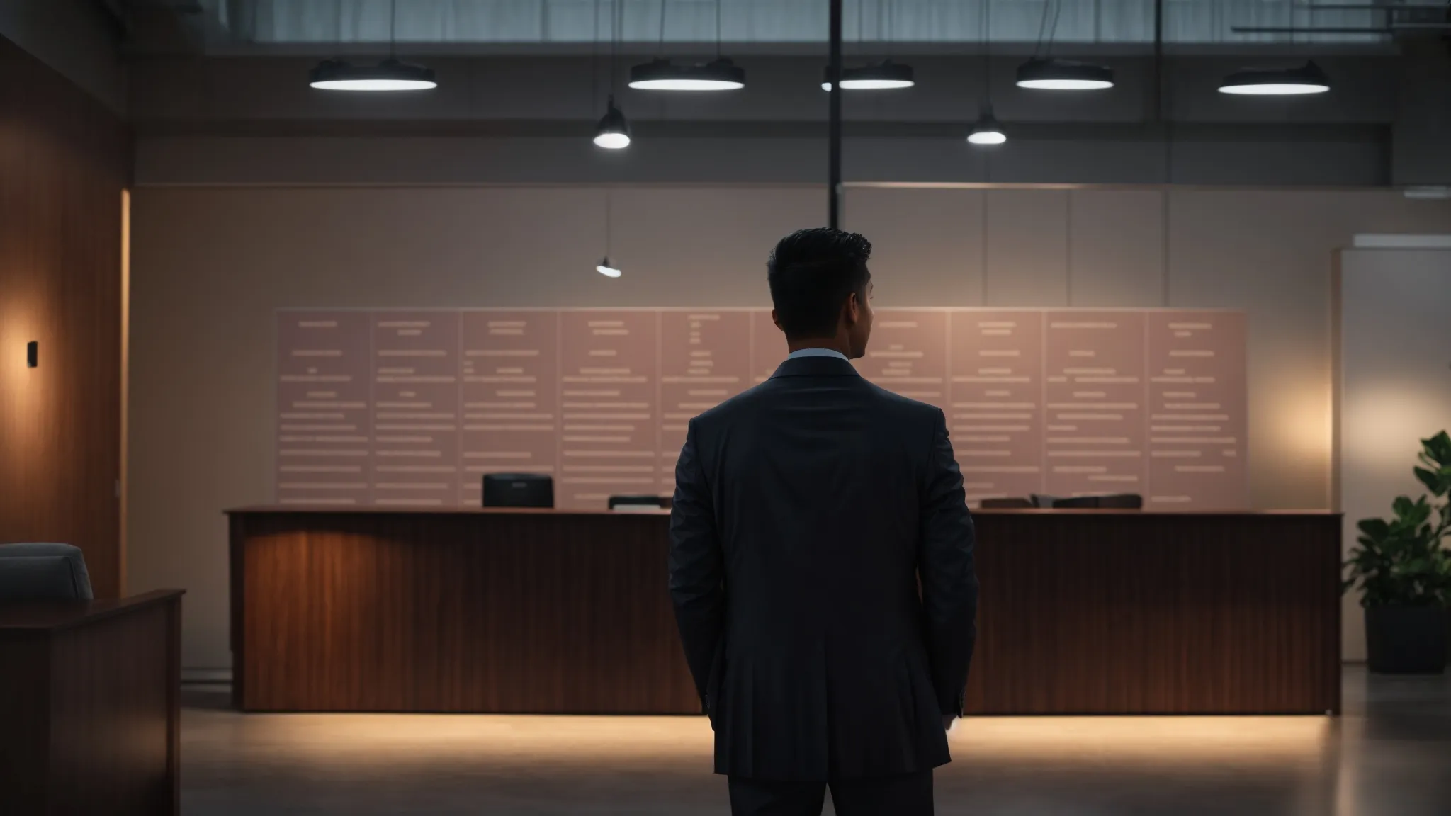a confident employer stands in front of a vibrant, professional office backdrop, reviewing a clear, organized flowchart that outlines the step-by-step process of filing an employee injury claim under florida guidelines, illuminated by warm, inviting lighting that conveys a sense of clarity and efficiency.